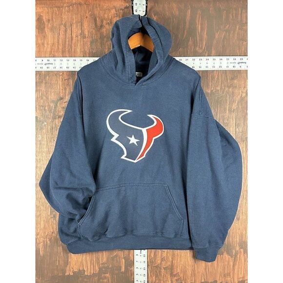 NFL Houston Texans Embroidered BIG LOGO Football Hoodie Jacket Blue Mens 2XL XXL - Picture 1 of 6